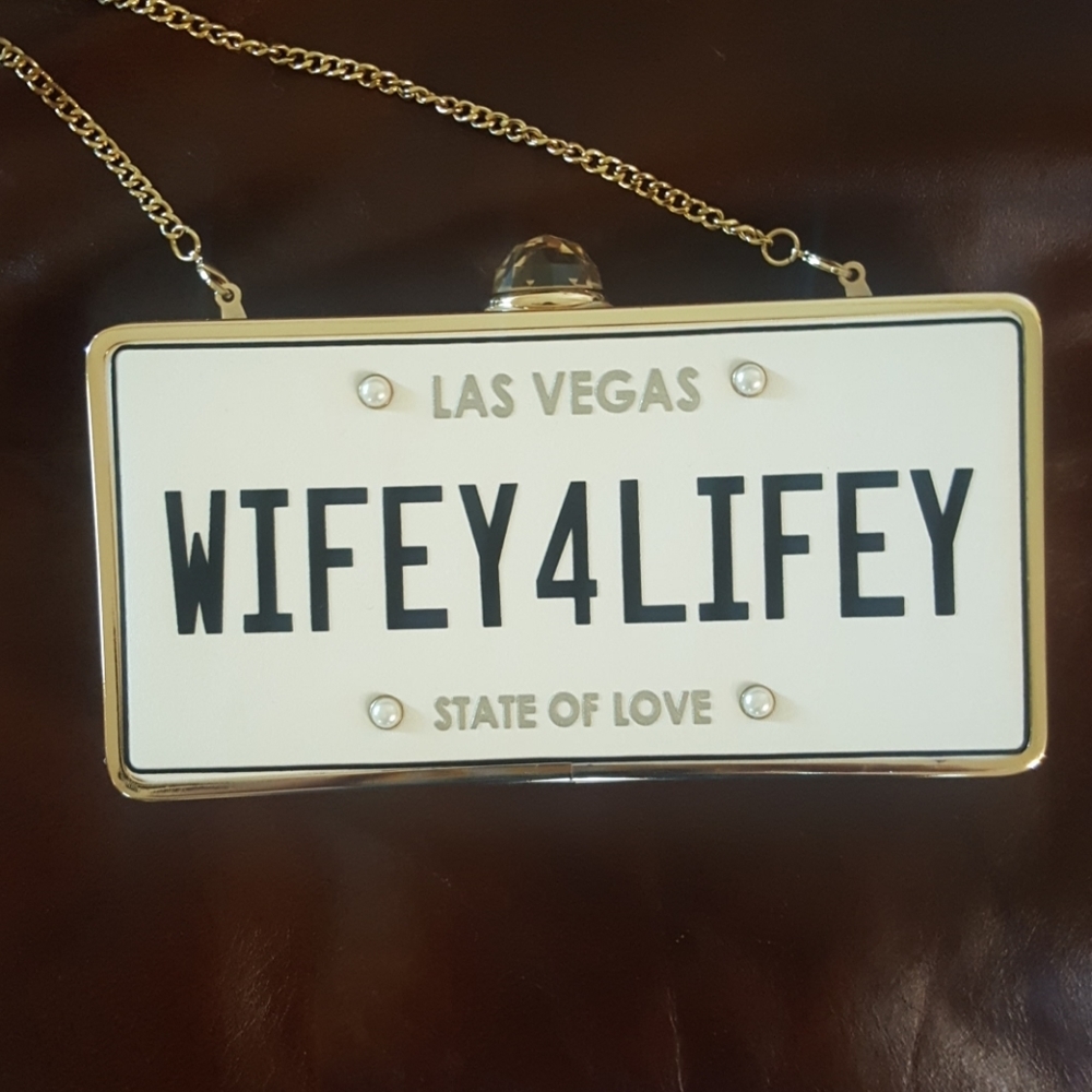 Aldo clutch with gold chain